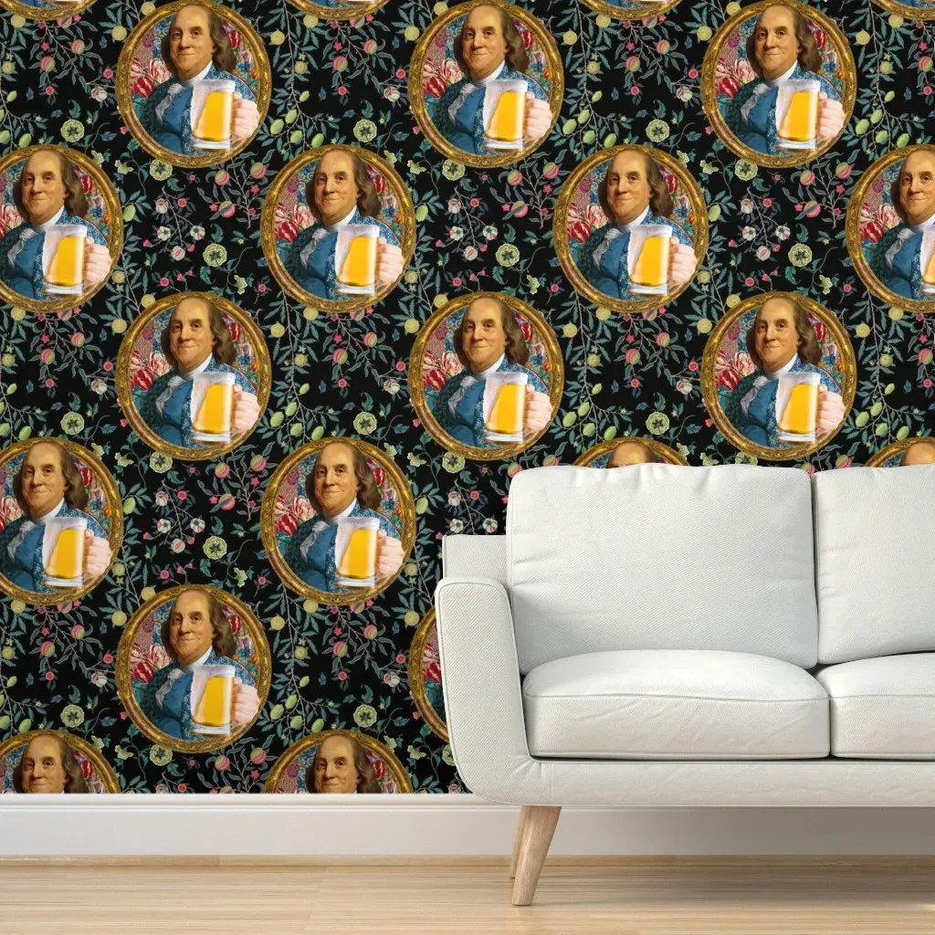 Og Benji Floral with Beer Peel and Stick Wallpaper - Gold product
