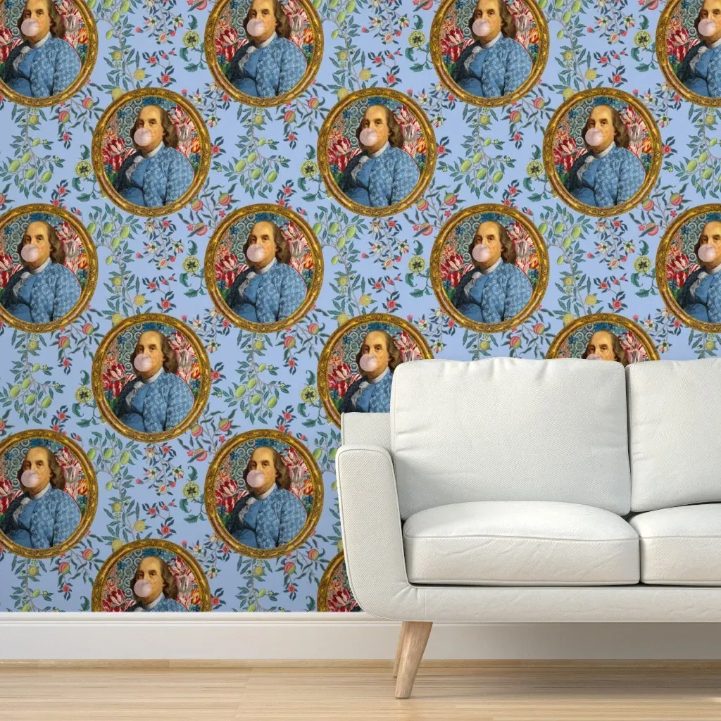 Og Bubble Gum Benji Floral Peel and Stick Wallpaper - Blue product
