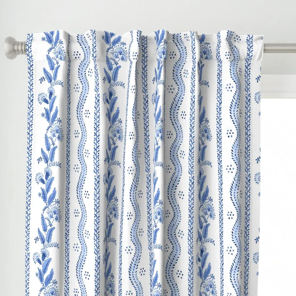 Og Emma Stripe Curtain Panel - Blue alternate view