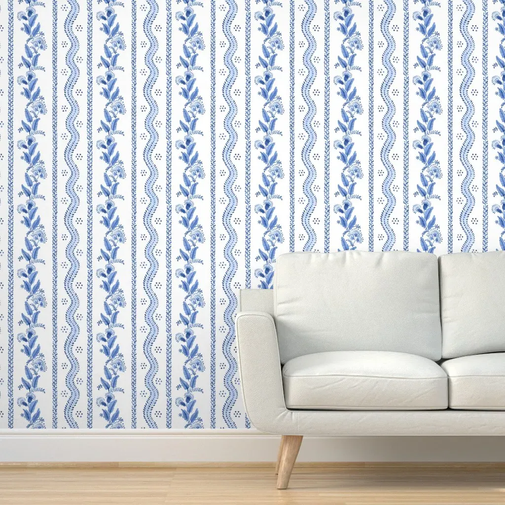 Og Emma Stripe Peel and Stick Wallpaper - Blue product
