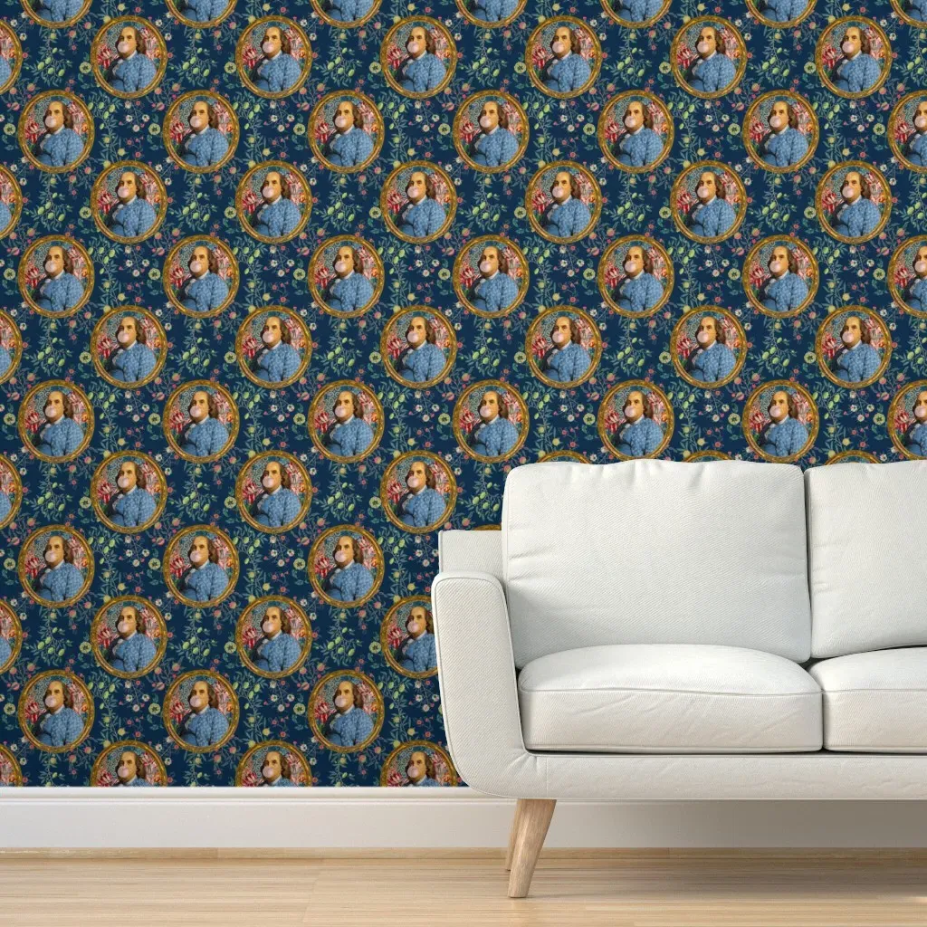 Og Frankie Bubble Gum Floral Peel and Stick Wallpaper - Navy product