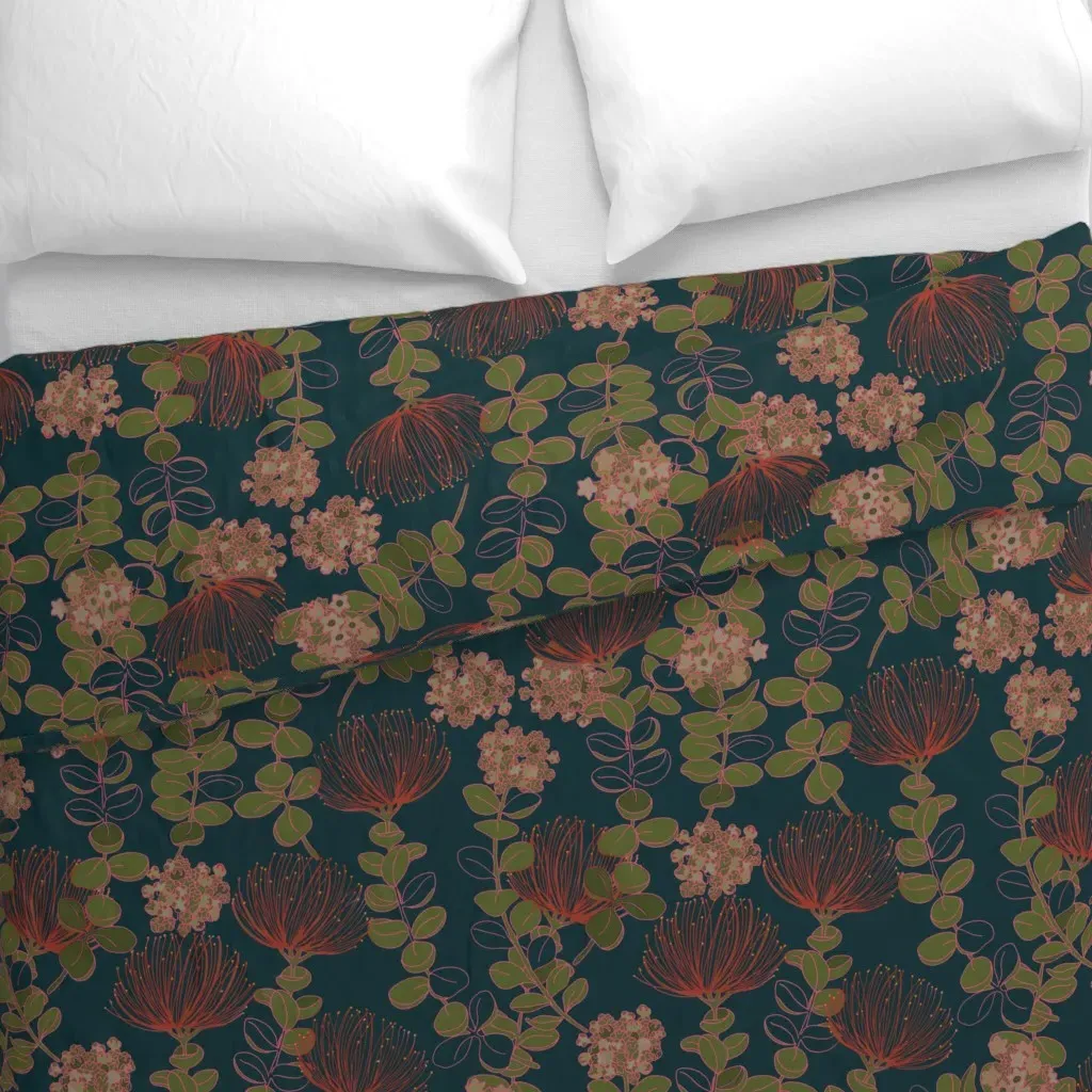 Ohia Lehua Duvet Cover - Crimson Red alternate view