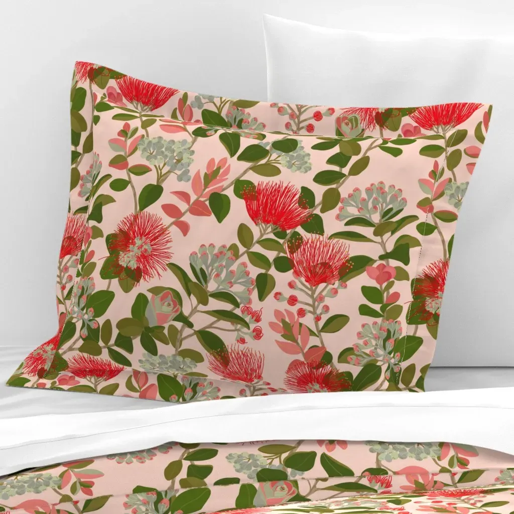 Ohia Lehua Tree Standard Flanged Cushion Cover - Red, Cotton Sateen product