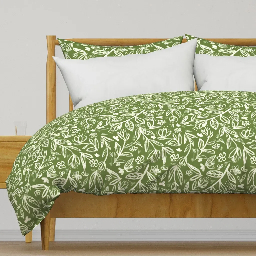 Oil Flower Pattern Duvet Cover - White product