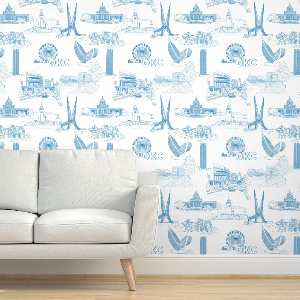 Okc Toile Peel and Stick Wallpaper - Blue product