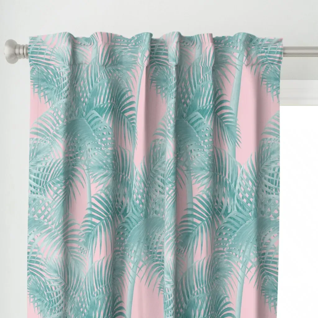 Old Fashioned Palm Curtain Panel - Teal alternate view