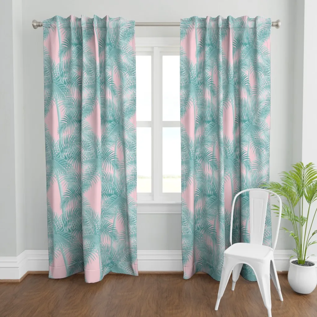 Old Fashioned Palm Curtain Panel - Teal product