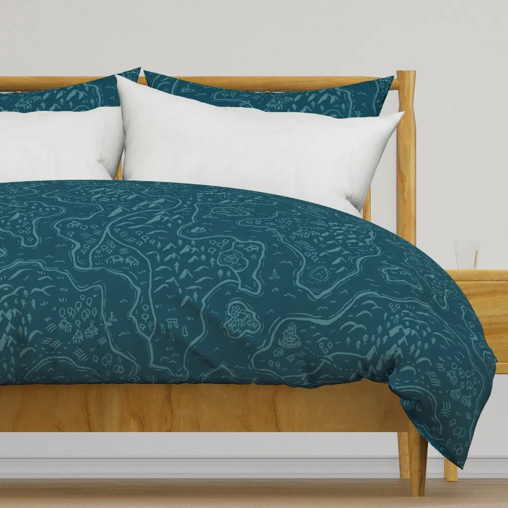 Old School Fantasy Map Duvet Cover - Teal product