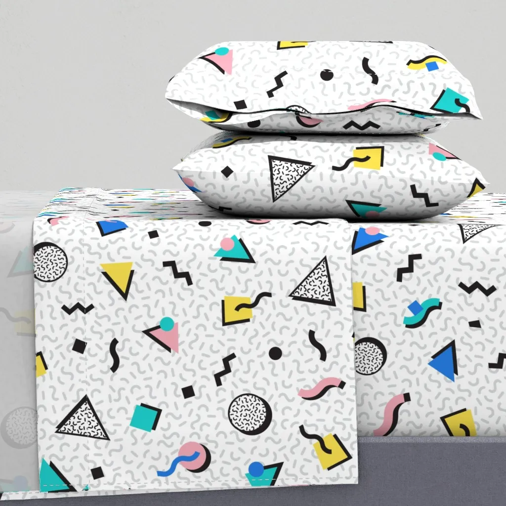 Old School New Wave Queen Sheet Set - White product