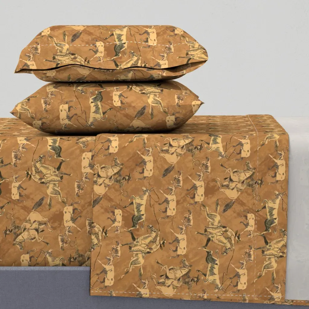 Old West Roundup Queen Sheet Set - Beige product