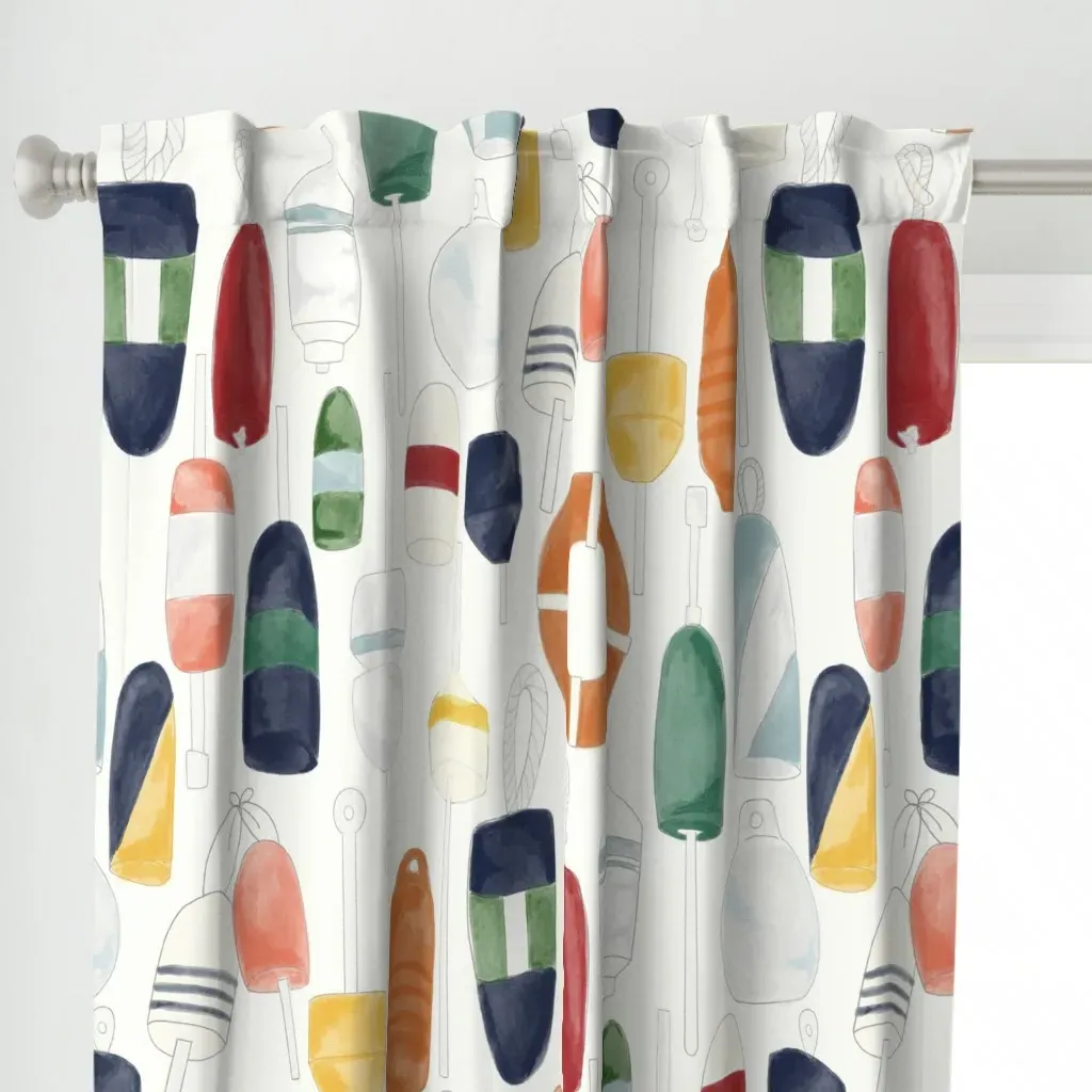 Old World Buoys Curtain Panel - Teal alternate view