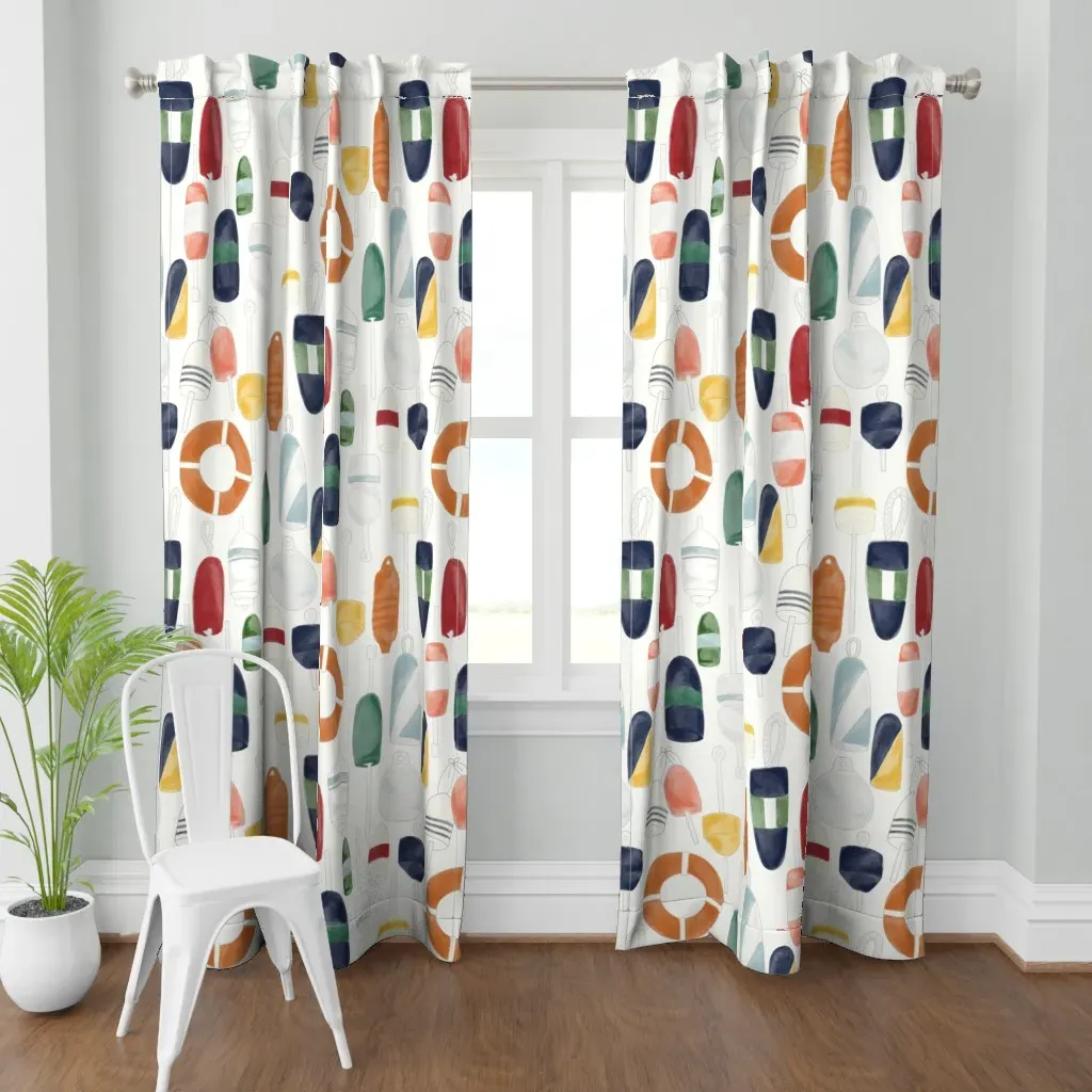 Old World Buoys Curtain Panel - Teal product