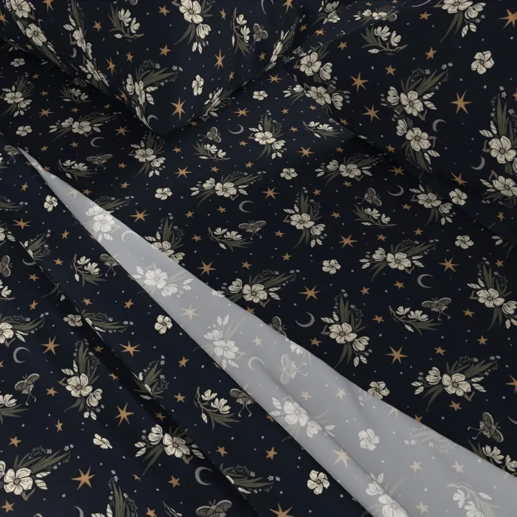 Oleander Midnight Whimsigoth Queen Sheet Set - White alternate view