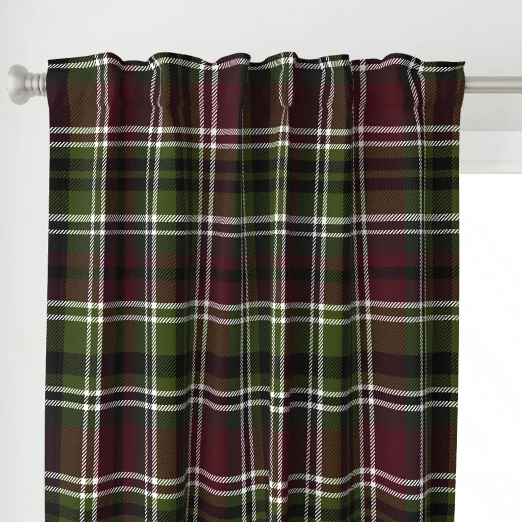Olive and Burgundy Curtain Panel - Green alternate view