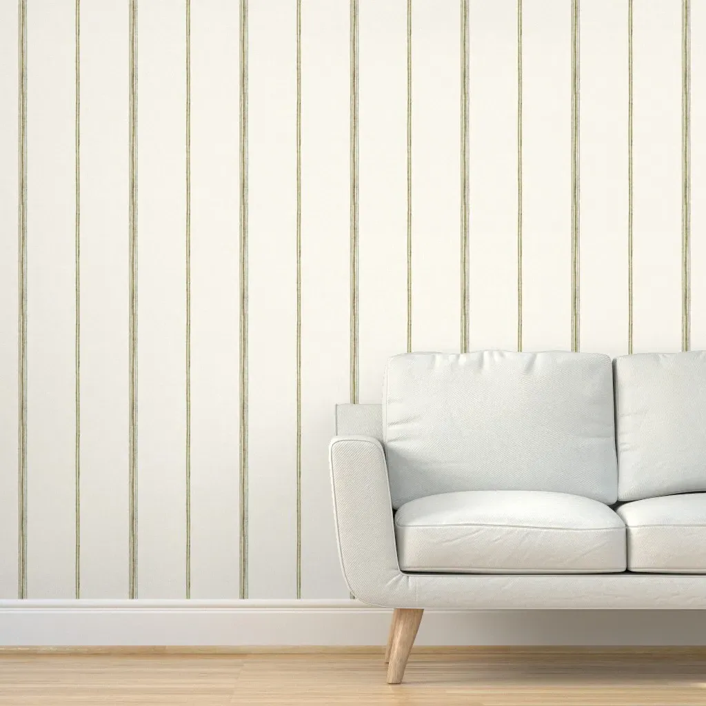 Olive Branch Ticking Stripes Peel and Stick Wallpaper - Beige product