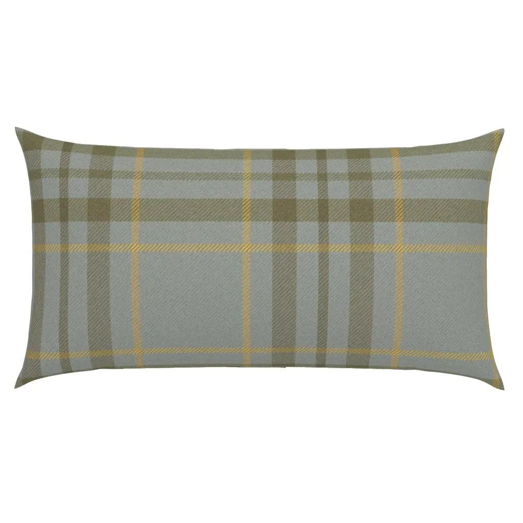 Olive Green Mustard Yellow Plaid King Pillow Sham - Mint Green, Twill product