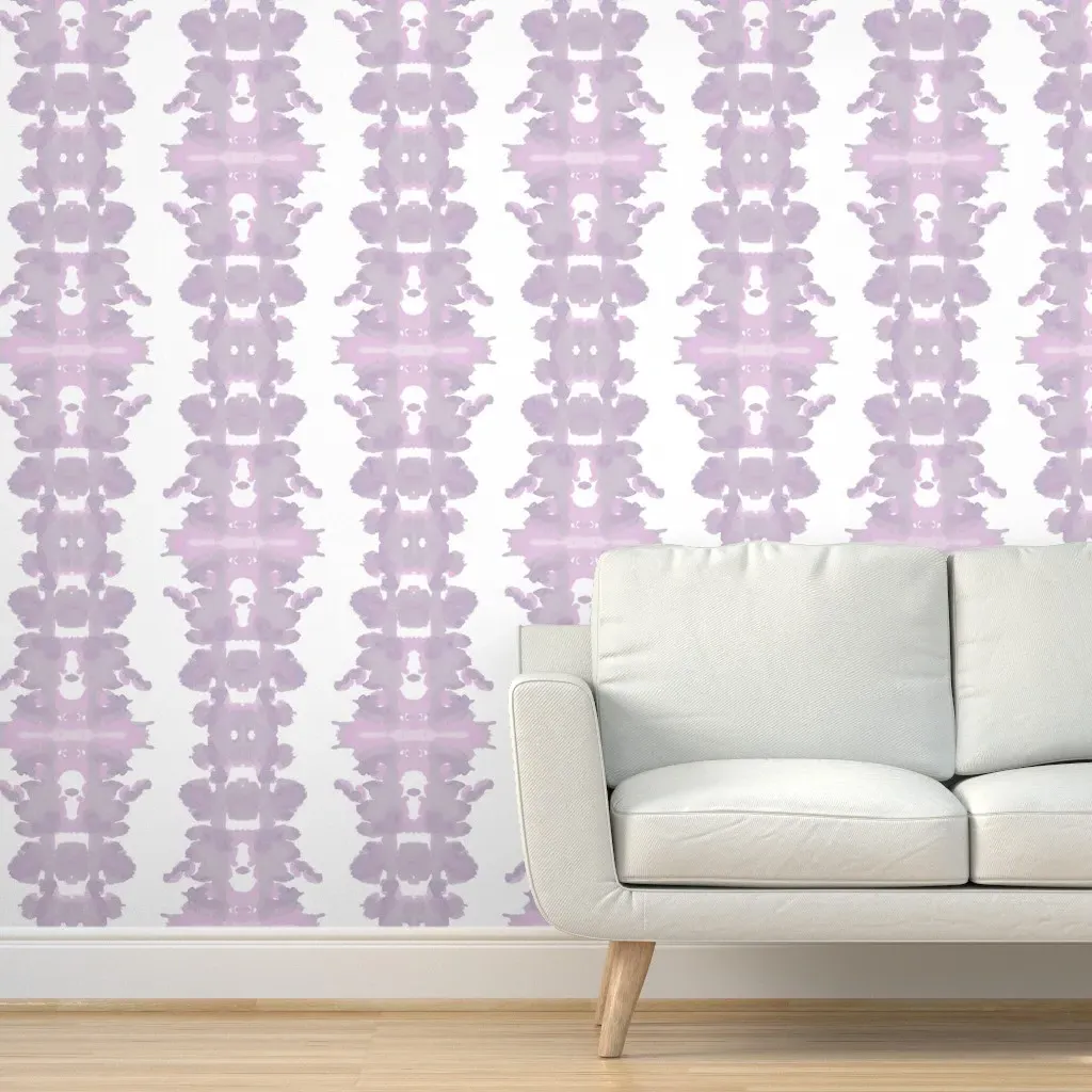 Olivia Lavender Double Inkblot3 Peel and Stick Wallpaper - Lavender product