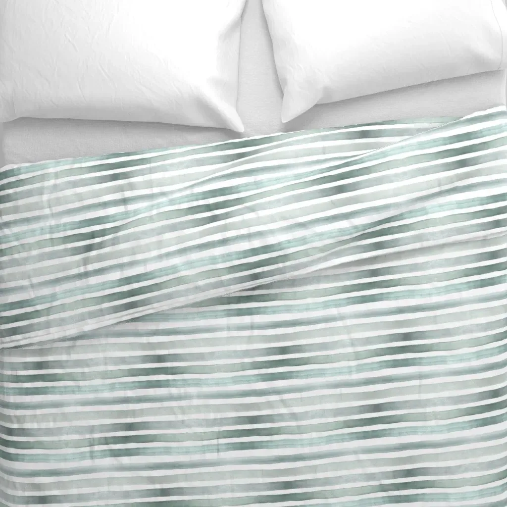 Ombre Stripe Sage 3/4 Inch Duvet Cover - Light Blue alternate view