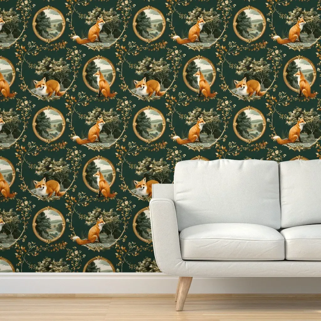 On The Farm Fox Peel and Stick Wallpaper - Orange product