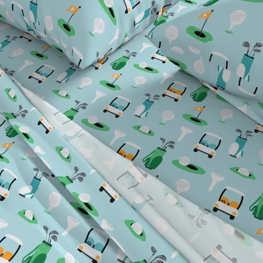 On The Golf Course Queen Sheet Set - Teal alternate view