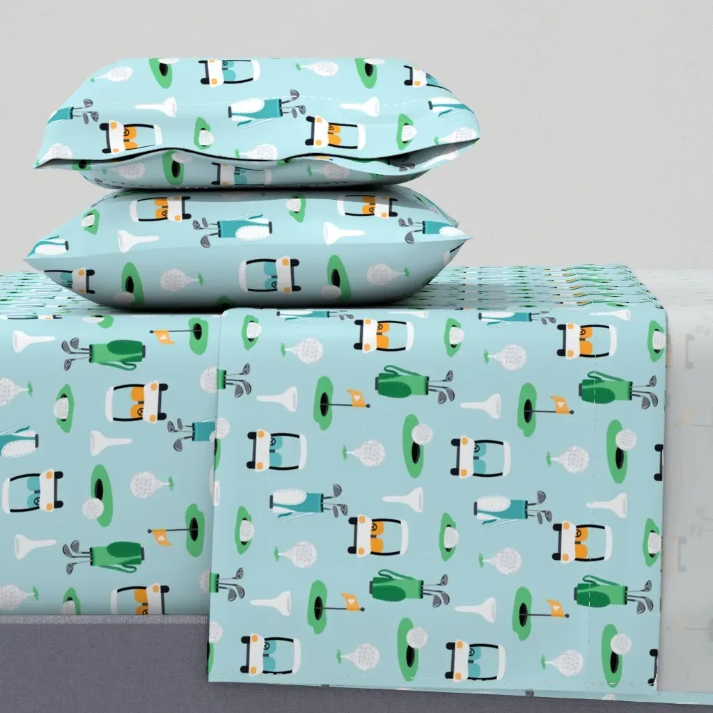 On The Golf Course Queen Sheet Set - Teal product