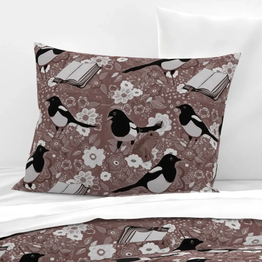 One For Sorrow Two For Joy Standard Knife Edge Cushion - Dusty Rose, Cotton Sateen product