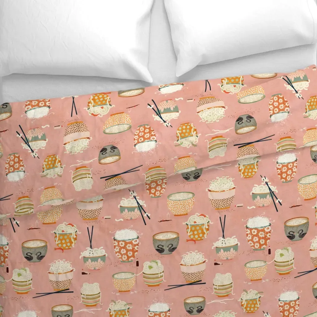 Oodles Of Noodles Large Duvet Cover - Dusty Rose alternate view