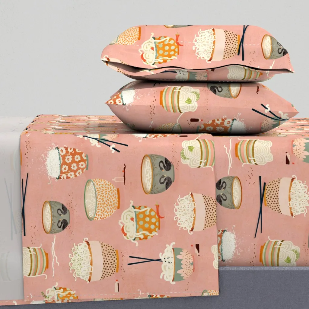 Oodles Of Noodles Large Twin Sheet Set - Dusty Rose product