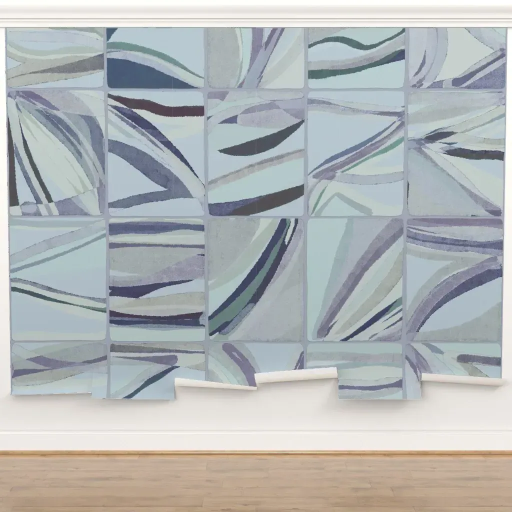 Opal Abstract Watercolor Grid Peel and Stick Wall Mural - Blue product