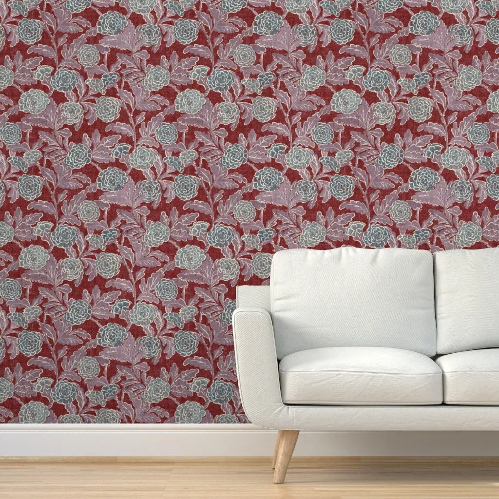 Ophelia Labradorite Lavender Peel and Stick Wallpaper - Crimson Red product