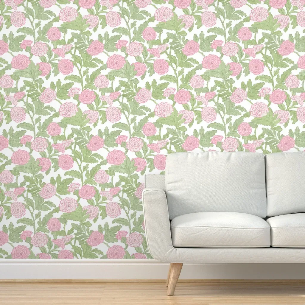 Ophelia Peel and Stick Wallpaper - Light Pink, Green product