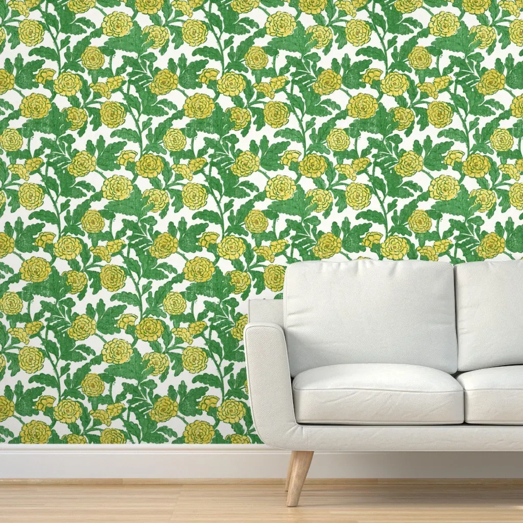 Ophelia Peel and Stick Wallpaper - Yellow, Emerald Green product