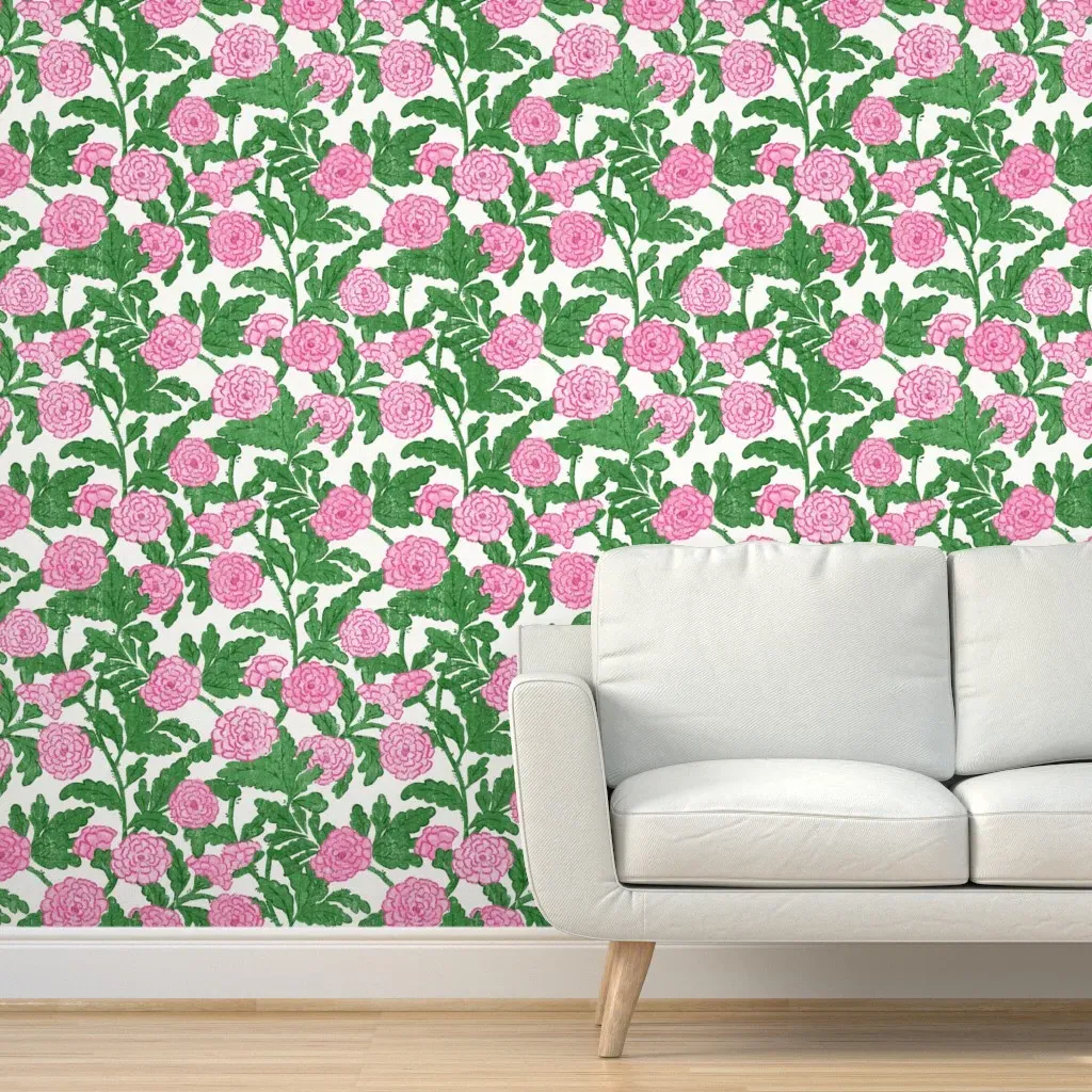 Ophelia Pink On Emeralds Peel and Stick Wallpaper - Pink product