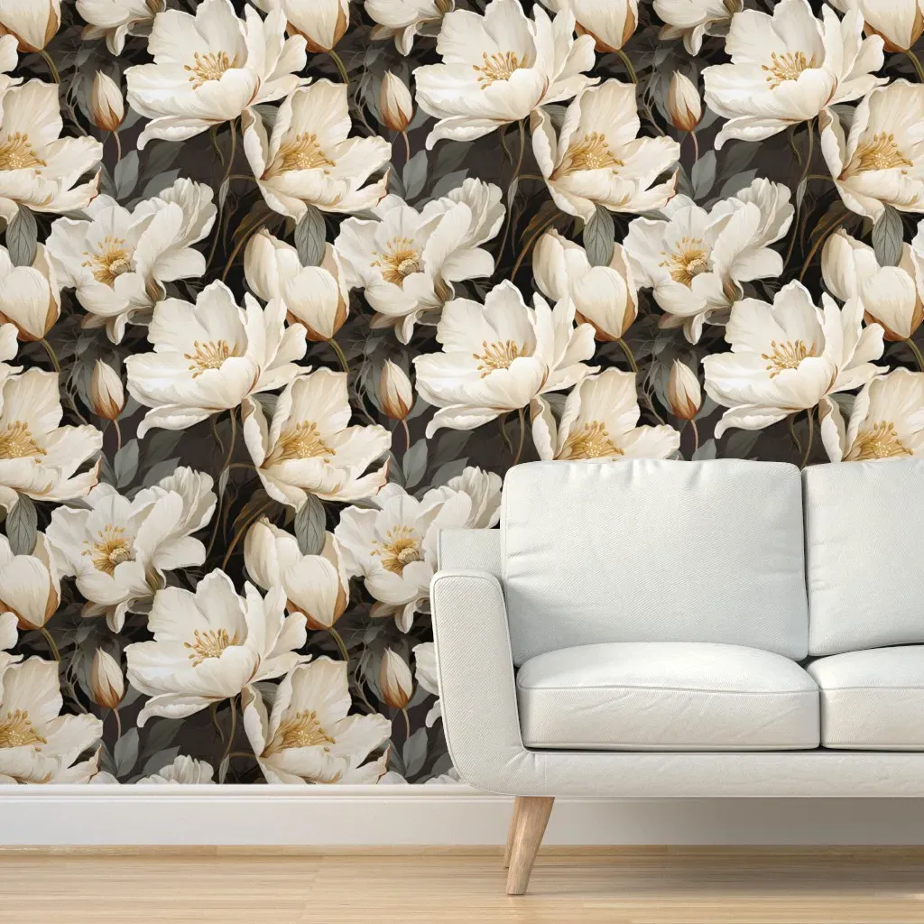 Opulent Flora XL Peel and Stick Wallpaper - Cream, Black product