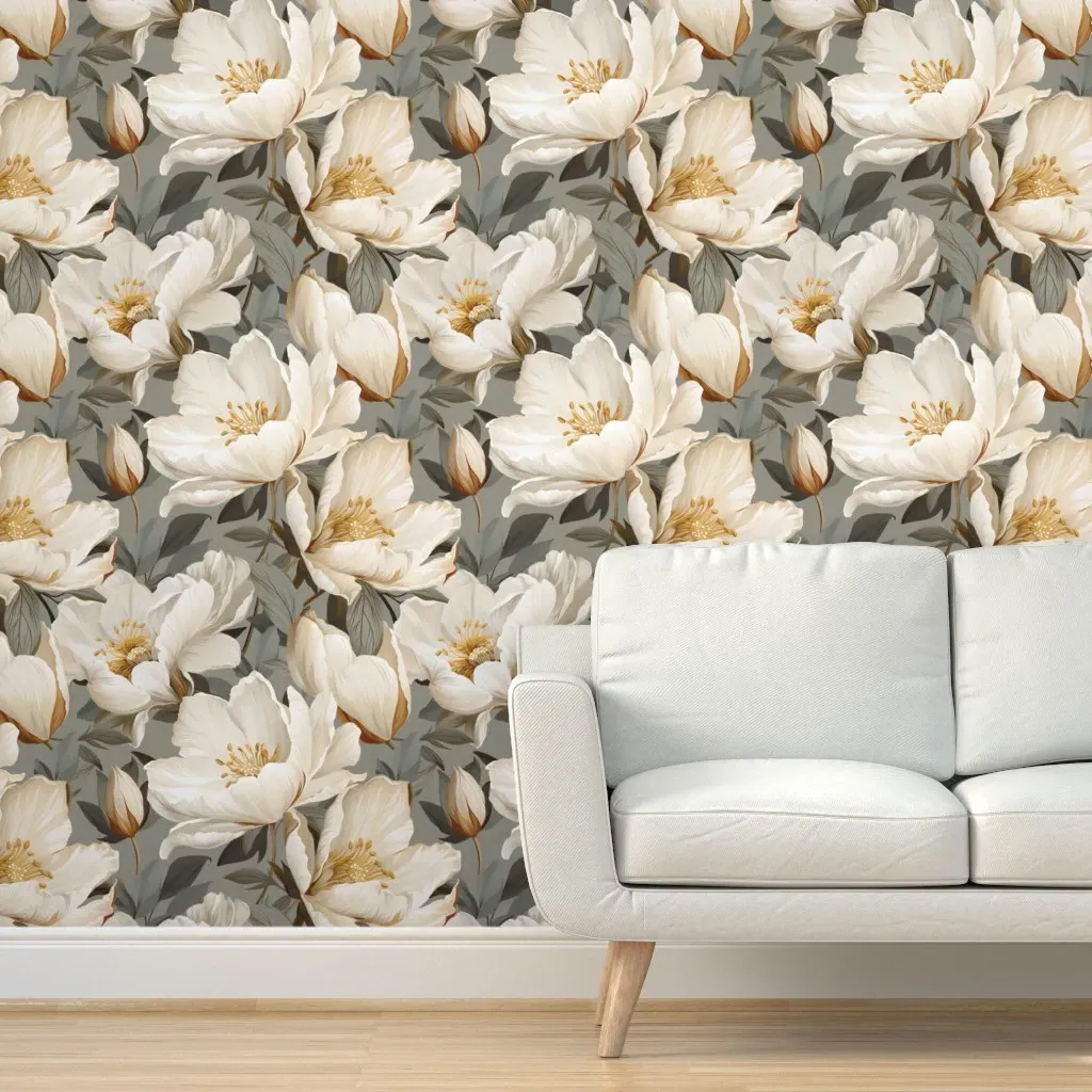 Opulent Flora XL Peel and Stick Wallpaper - Cream, Green product