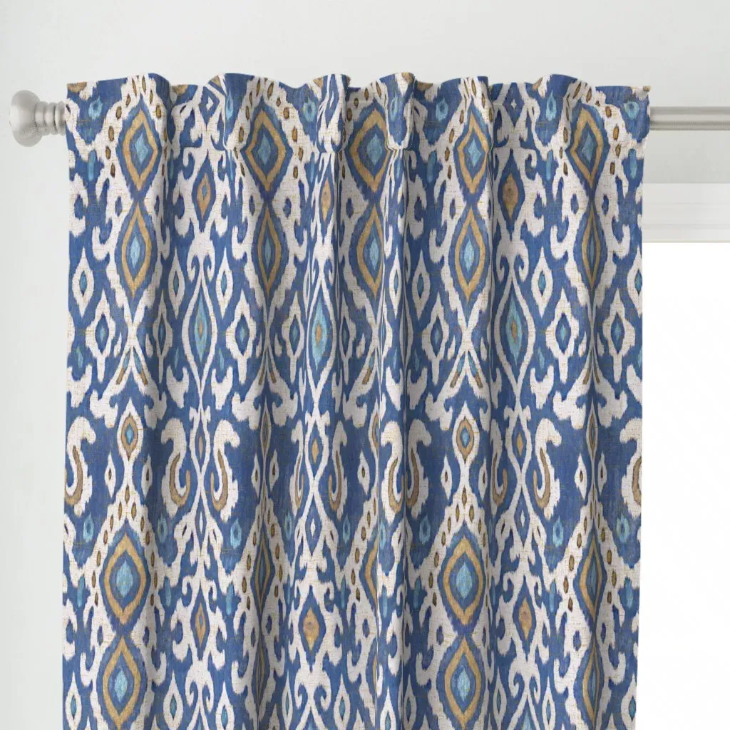Opulent Indie Ikat Curtain Panel - Blue alternate view