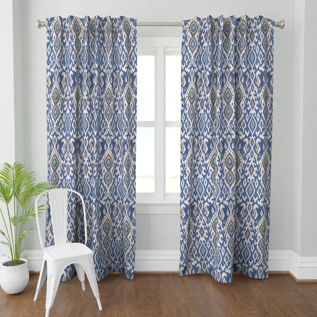 Opulent Indie Ikat Curtain Panel - Blue product