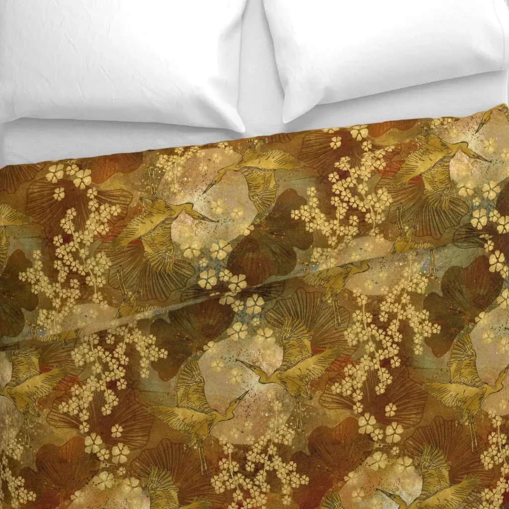 Opulent Night Sky Ginkgo Duvet Cover - Gold alternate view