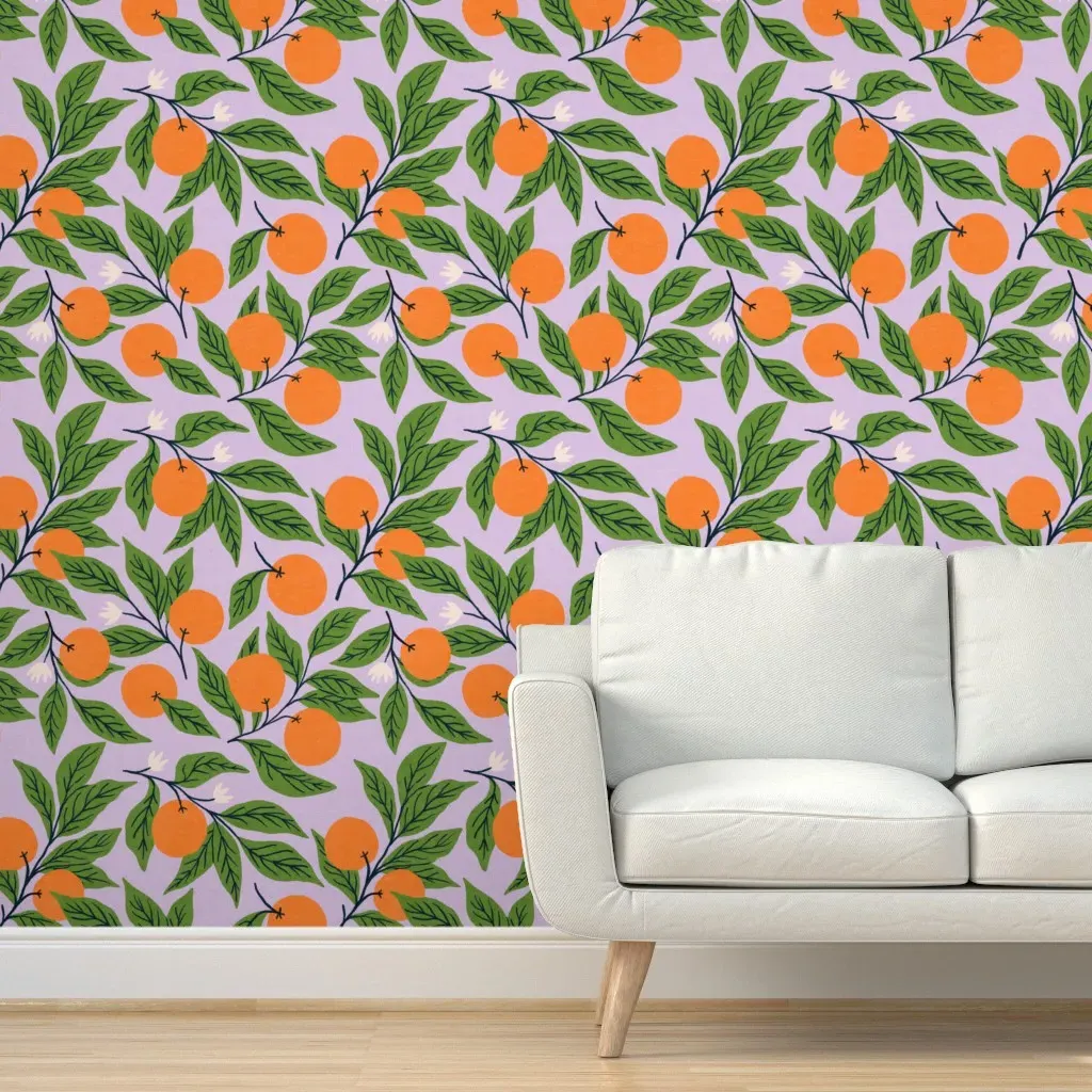 Orange Blossoms Large Peel and Stick Wallpaper - Lilac product