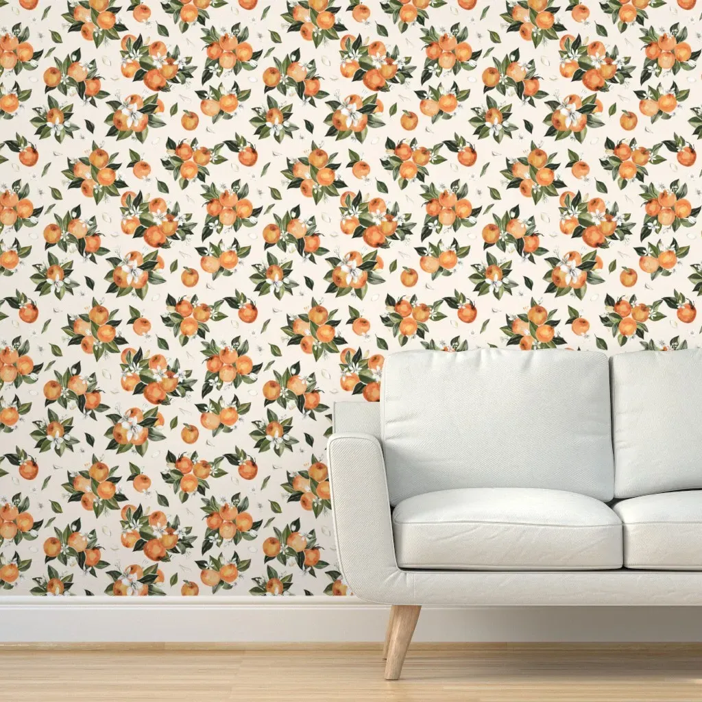 Orange Blossoms Peel and Stick Wallpaper - Cream product