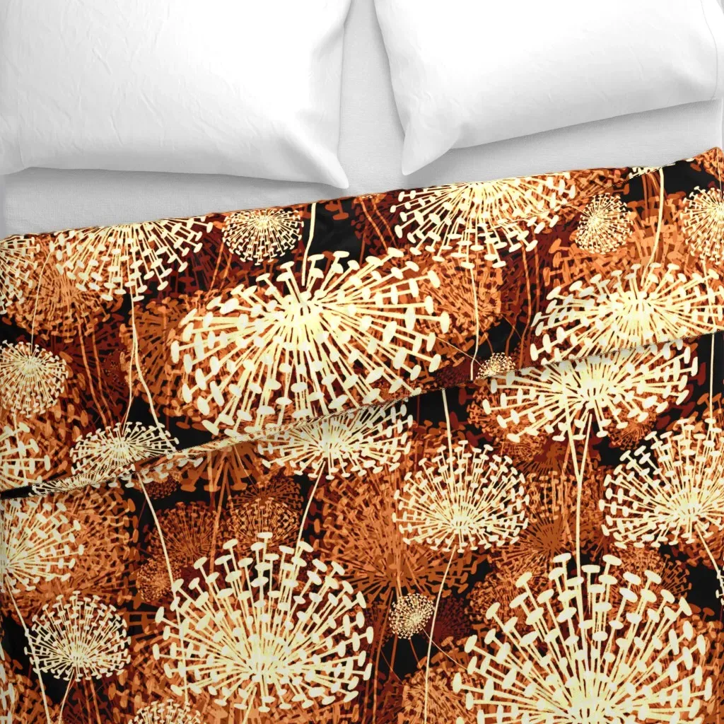 Orange Dandelions Duvet Cover - Cream alternate view