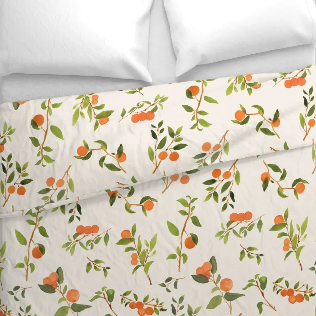Orange Fields Pattern Summer Duvet Cover - Orange alternate view