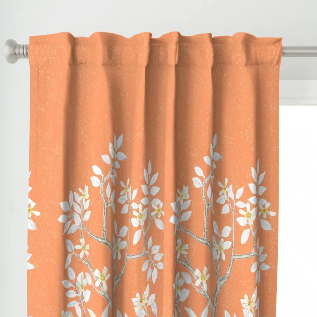 Orange Grey Citrus Curtain Panel - White alternate view
