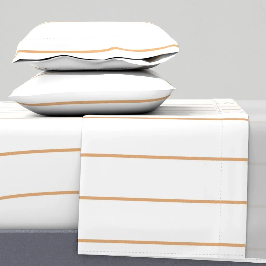 Orange Ticking Stripe Twin Sheet Set - Beige product
