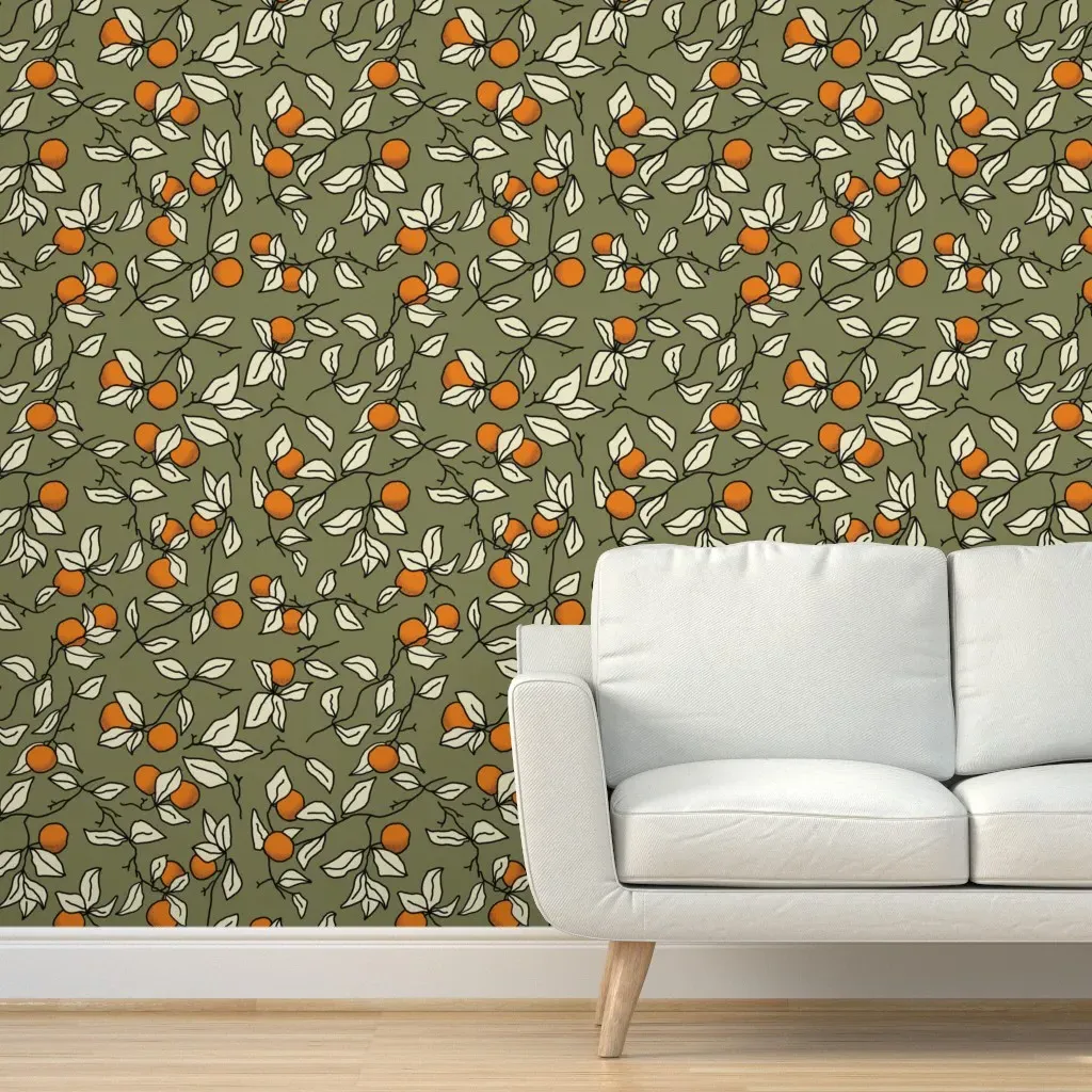 Orange Trees Peel and Stick Wallpaper - Orange product