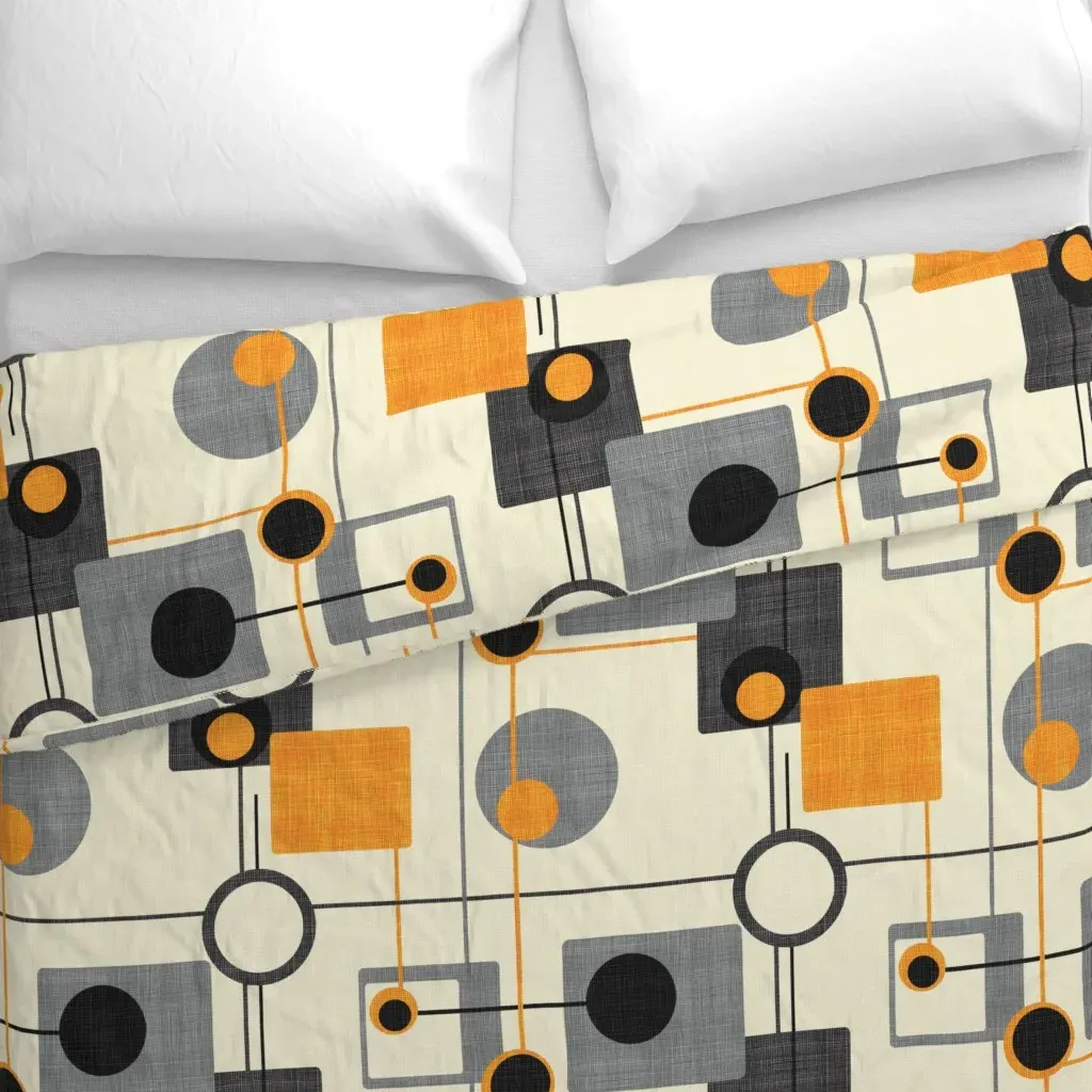 Orbs And Squares Duvet Cover - Gray alternate view