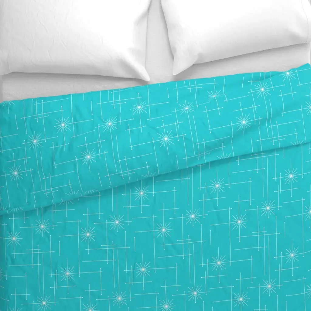 Orbs Starburst Duvet Cover - Teal alternate view