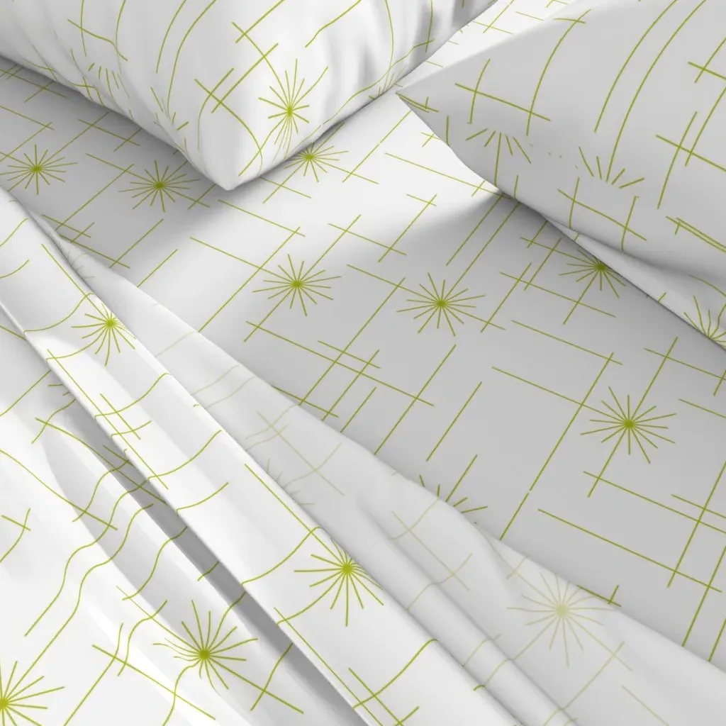 Orbs Starburst King Size Sheet Set - Olive Green alternate view
