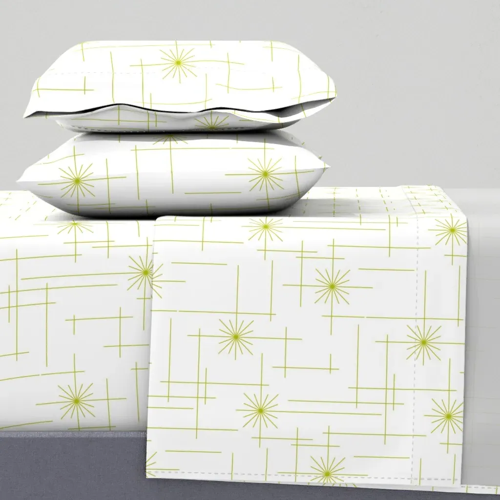 Orbs Starburst King Size Sheet Set - Olive Green product