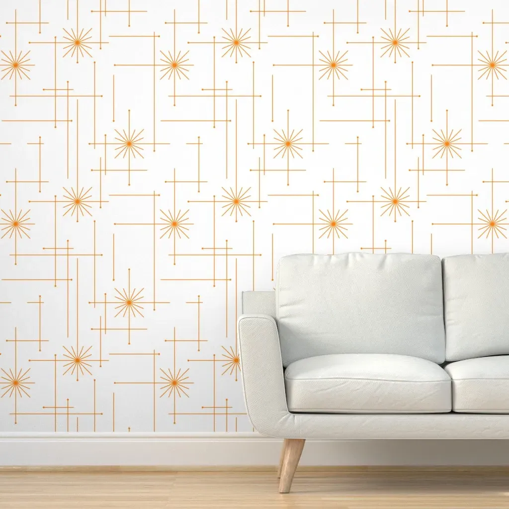 Orbs Starburst Peel and Stick Wallpaper - White/Orange product